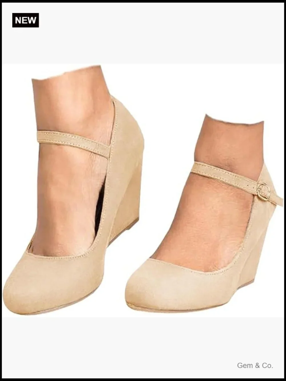 Women's Wedge Heel Mary Jane Pumps - Adjustable Ankle Strap Dress Shoes